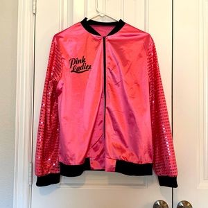 Pink Ladies Grease Jacket Sequin Sleeve Women Costume